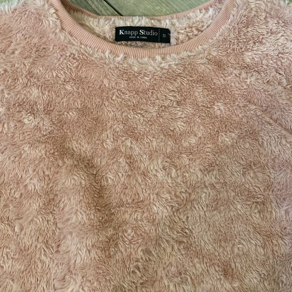 Small Pink Knapp Studios Fuzzy Sweatshirt Womens - Picture 2 of 5